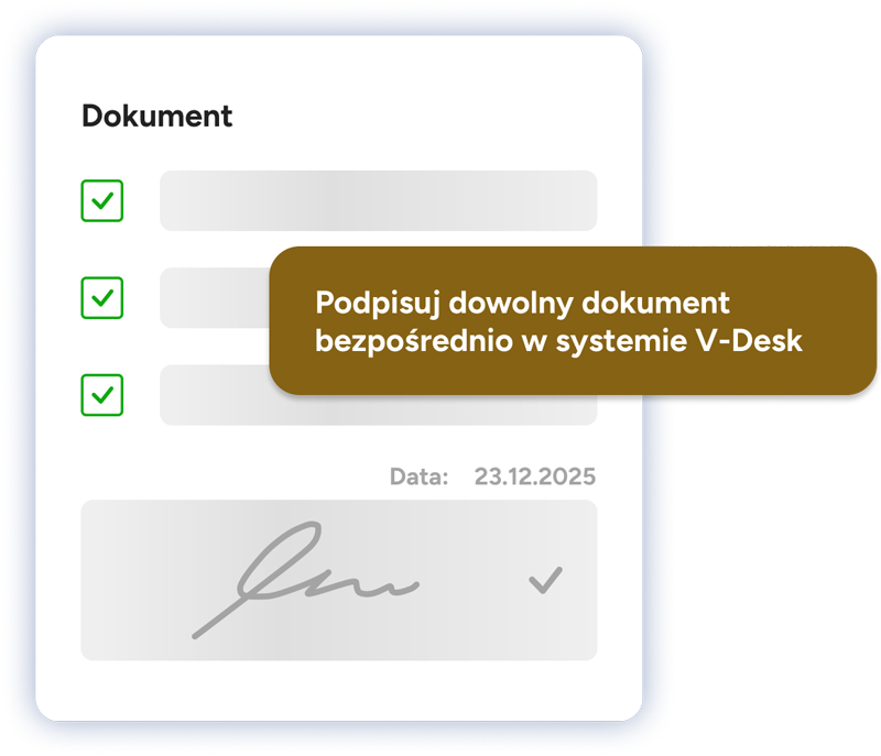 Podpisuj cyfrowo dowolny dokument bezpośrednio w systemie V-Desk za pomocą Primesoft Sign.