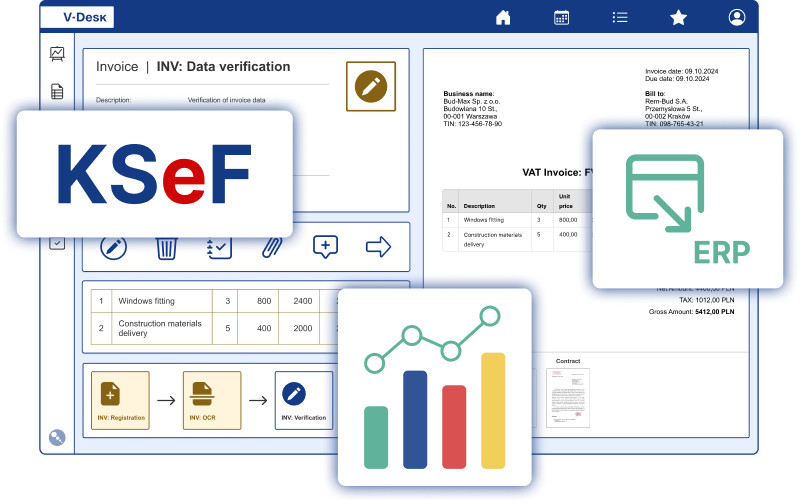 V-Desk is the ideal tool for handling invoices and accounting in document workflows