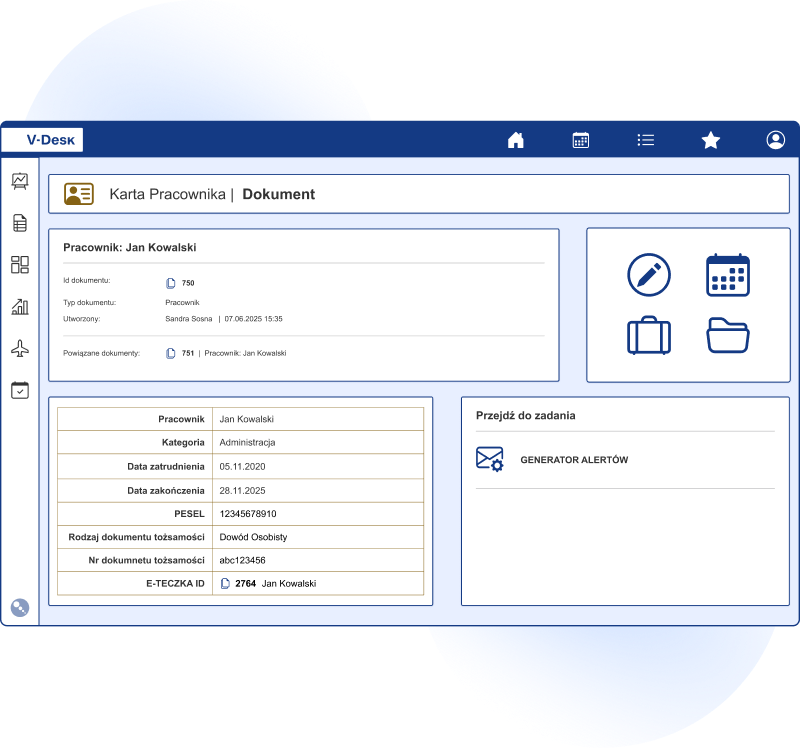 Karta pracownika w systemie V-Desk