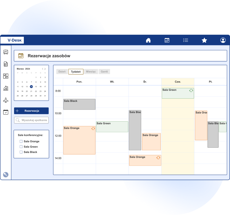 Rezerwacje zasobów 1 Rezerwacje sal konferencyjnych i innych zasobów firmowych w systemie V-Desk