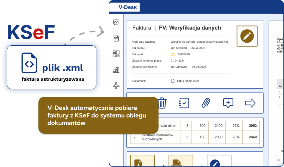 System V-Desk automatycznie pobiera i wysyła faktury do KSeF