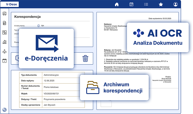 Korespondencja 1 Obieg korespondencji zintegrowany z platformą e-Doręczenia w systemie V-Desk