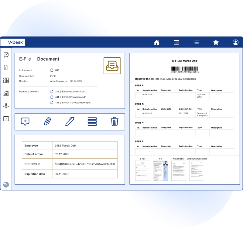 Digital personnel records: e-File in the V-Desk system