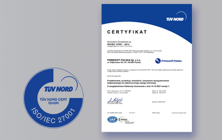 Wysoki poziom naszych usług zatwierdzony certyfikatem ISO 27001